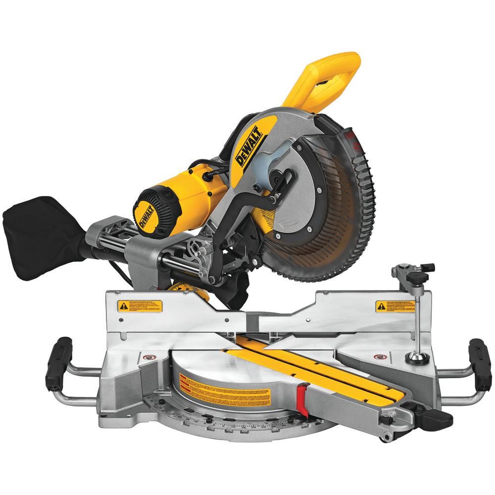 DEWALT 15 Amp Corded 12 in. Double Bevel Sliding Compound Miter Saw, Blade Wrench & Material Clam... | The Home Depot