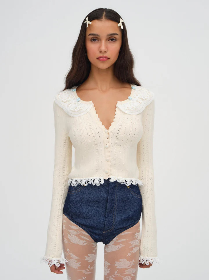 Daniela Knit Cardigan — Beige | For Love & Lemons