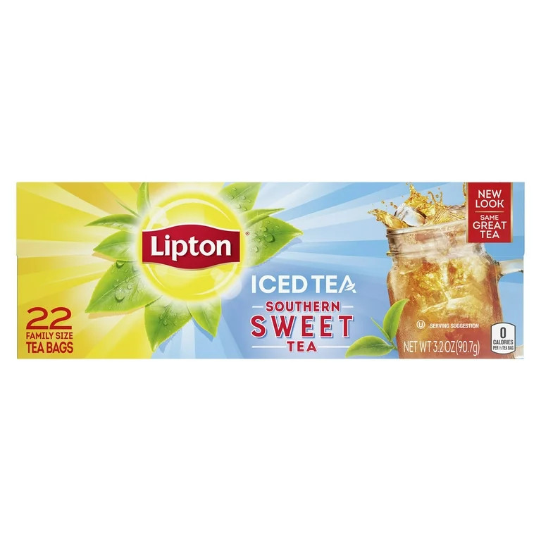 Lipton Family Sized Iced Southern Sweet Black Tea, Caffeinated, Tea Bags 22 Count | Walmart (US)