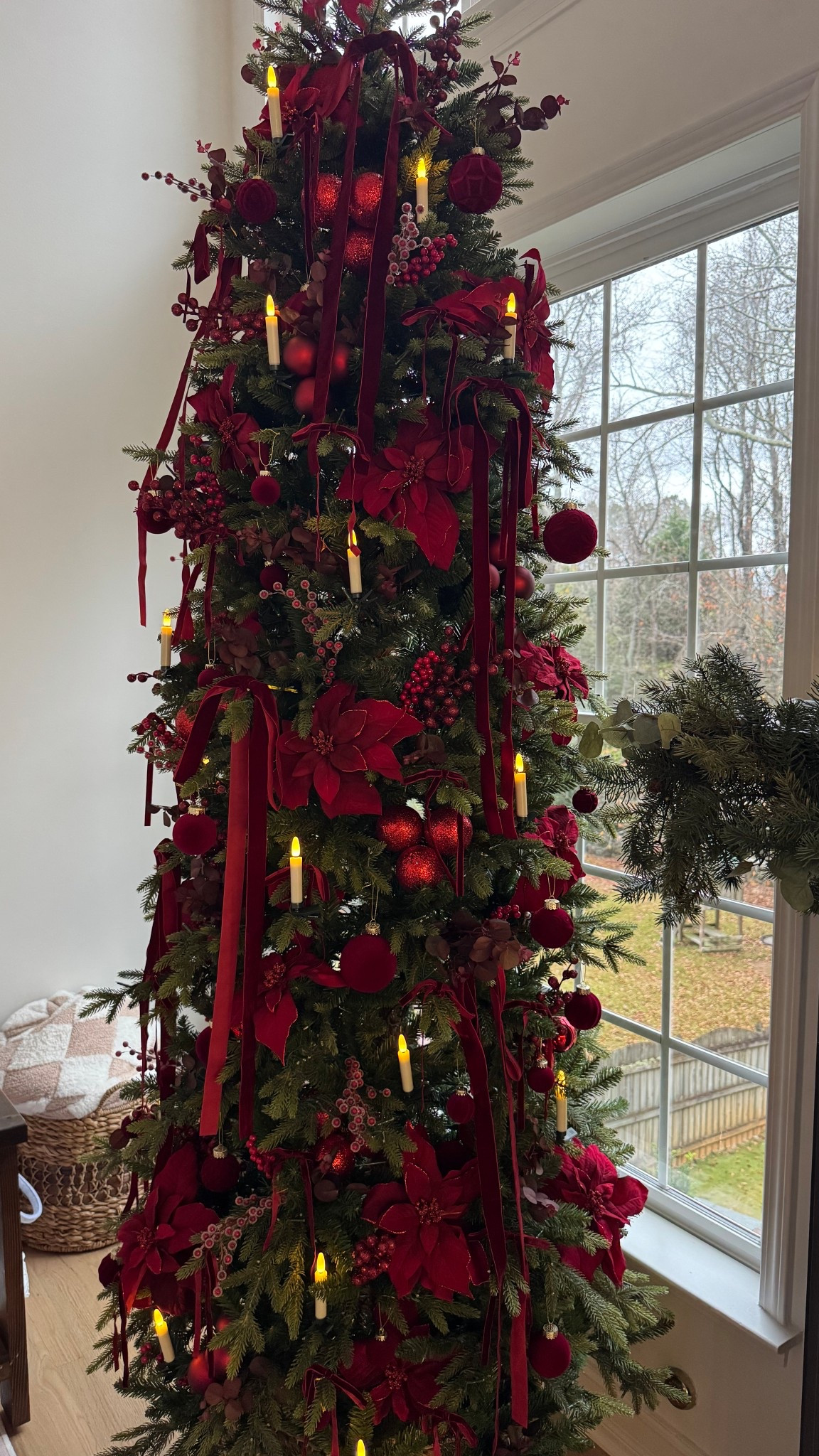 My red Christmas tree ❤️🎄 basically more is more and grab extra then return what you don’t use. Grab at least 5 of those poinsettias (I have a 9 foot slim tree)

#LTKHoliday