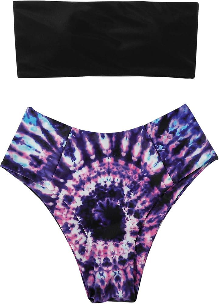 OMKAGI Women's 2 Pieces Bandeau Bikini Swimsuits Off Shoulder High Waist Bathing Suit High Cut | Amazon (US)