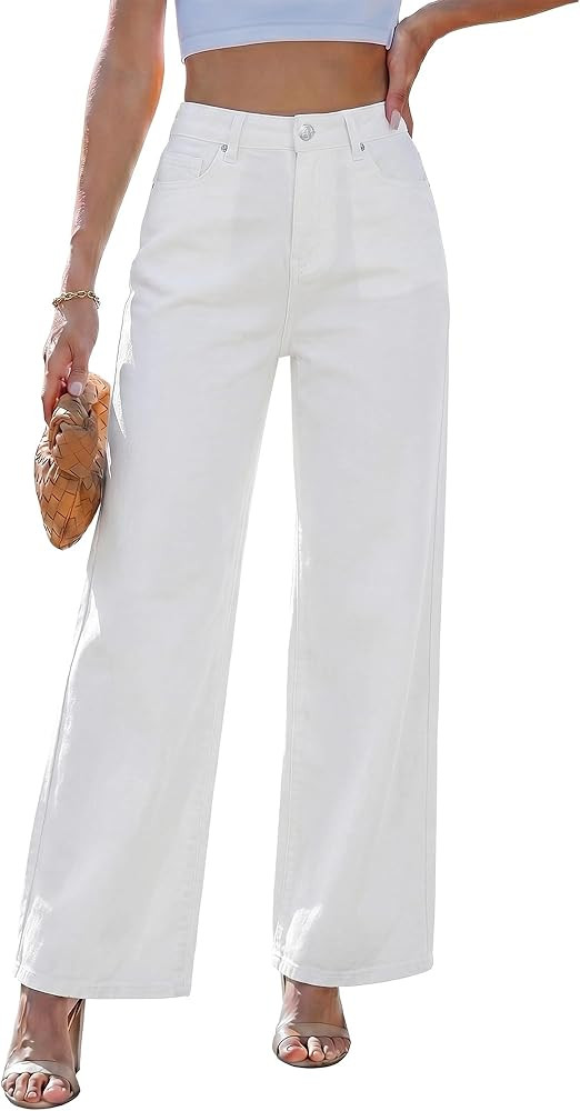 LookbookStore Wide Leg Jeans for Women High Waisted Stretchy Denim Jeans Fashion Baggy Trouser Je... | Amazon (US)