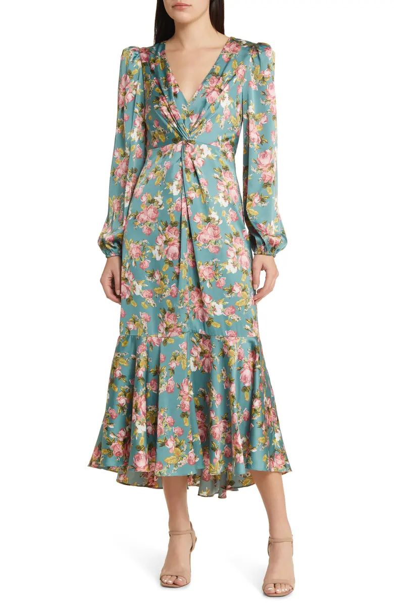 Floral Print Long Sleeve Midi Dress | Nordstrom