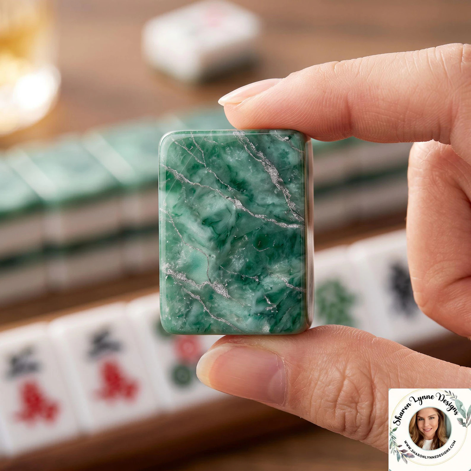 Mahjong Tile Set, Green Marble Acrylic American Game | Etsy (Global)
