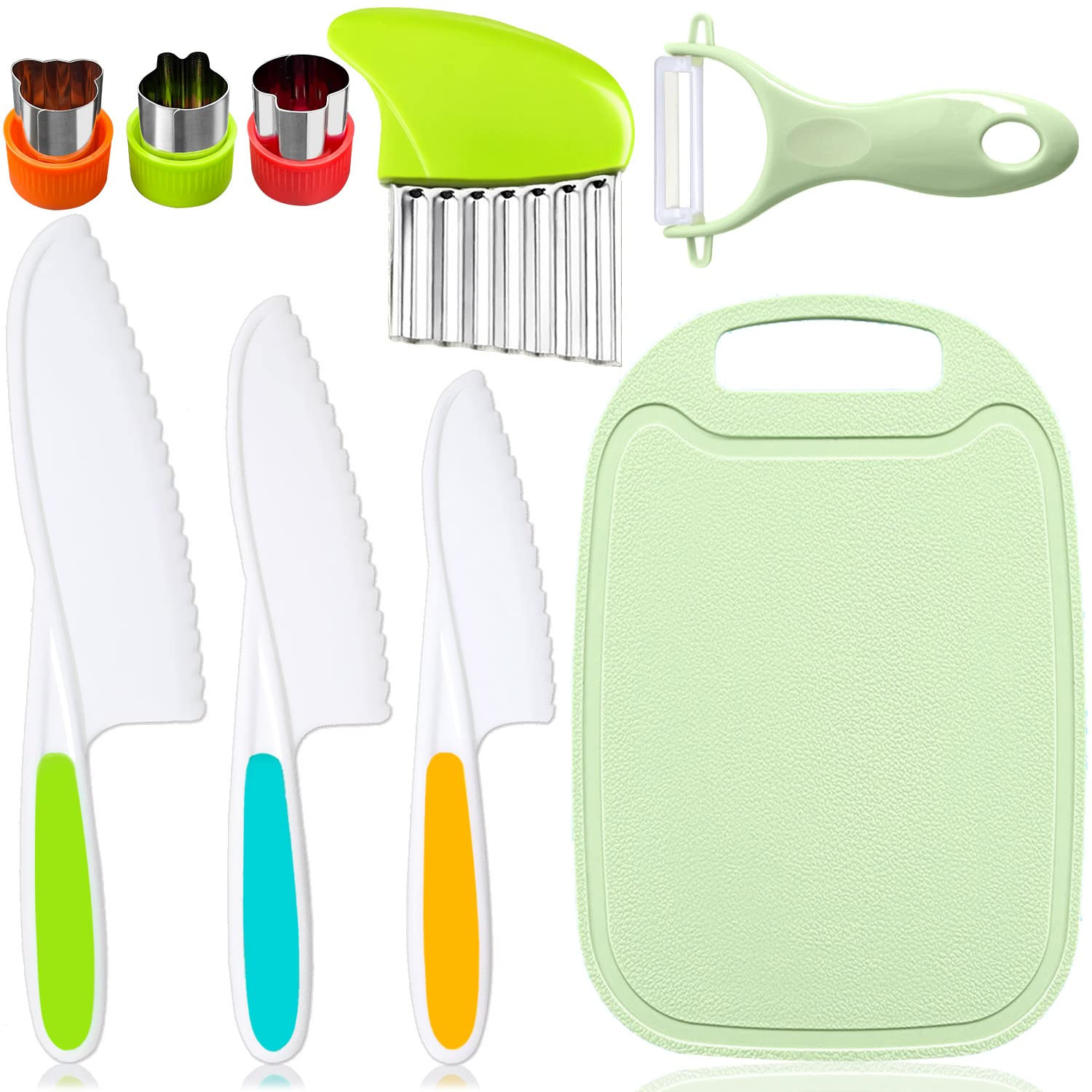TAORISH 9 Pcs Kids Kitchen Knife Set, Kids Knives For Real Cooking With Cutting Board, Y Peeler, ... | Amazon (US)