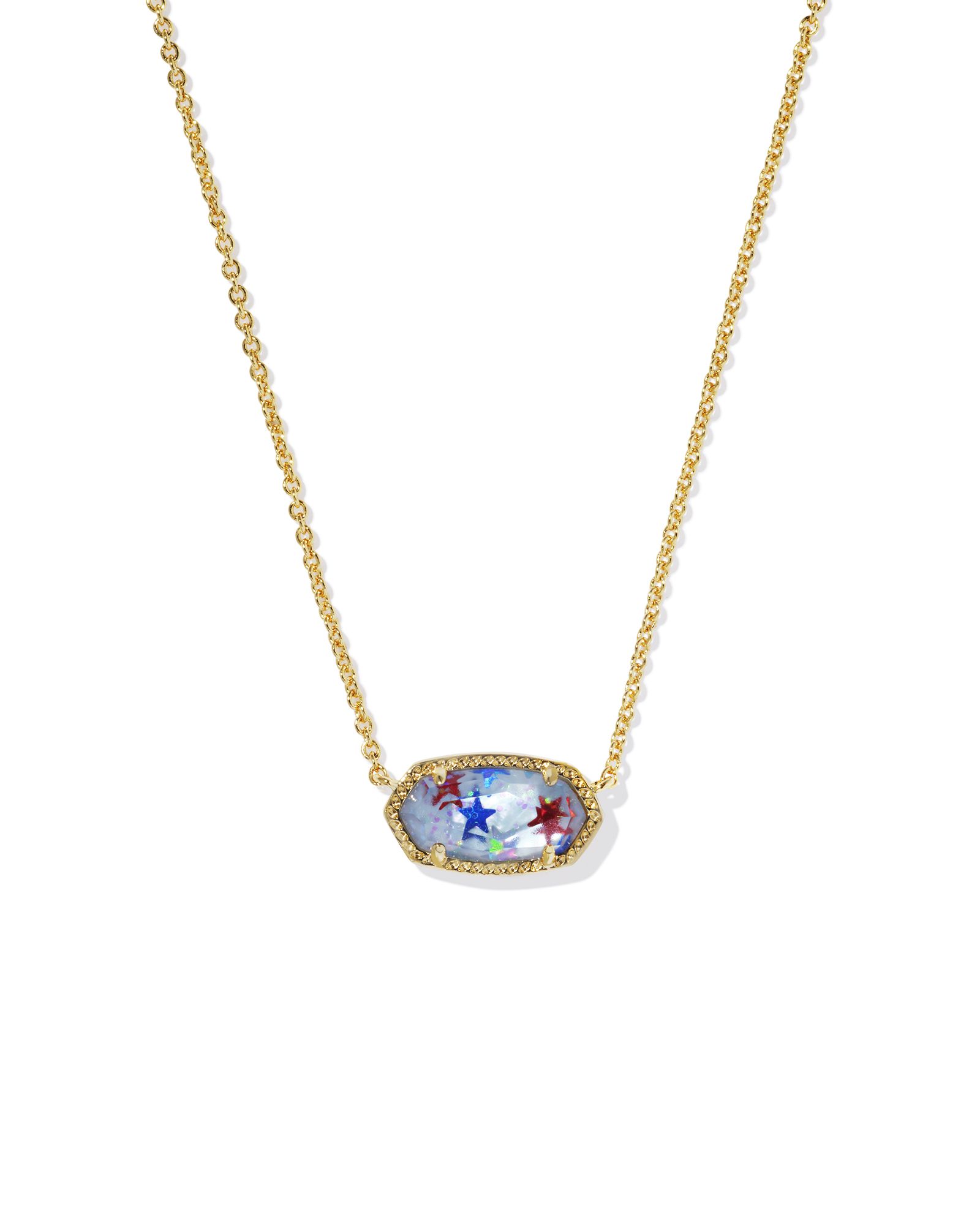 Elisa Gold Pendant Necklace in Red White Blue Illusion | Kendra Scott