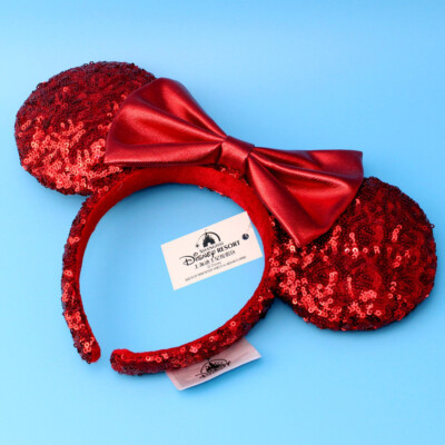 Disney Parks Minnie Ears Redd Pirate Disneyland Red Sequin Bow Headband  | eBay | eBay US