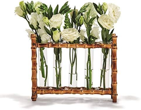 Tozai Home WTR006 Natural Bamboo Vase Includes 5 Glass Tubes | Amazon (US)