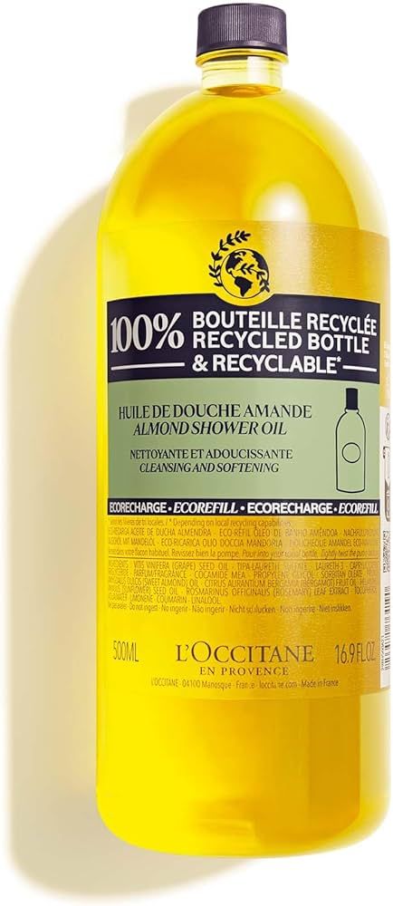 L'Occitane Cleansing & Softening Almond Shower Oil, Oil-to-Milky Lather, Softer Skin, Smooth Skin, C | Amazon (US)