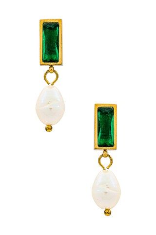 petit moments Lennox Earrings in Gold & Emerald from Revolve.com | Revolve Clothing (Global)