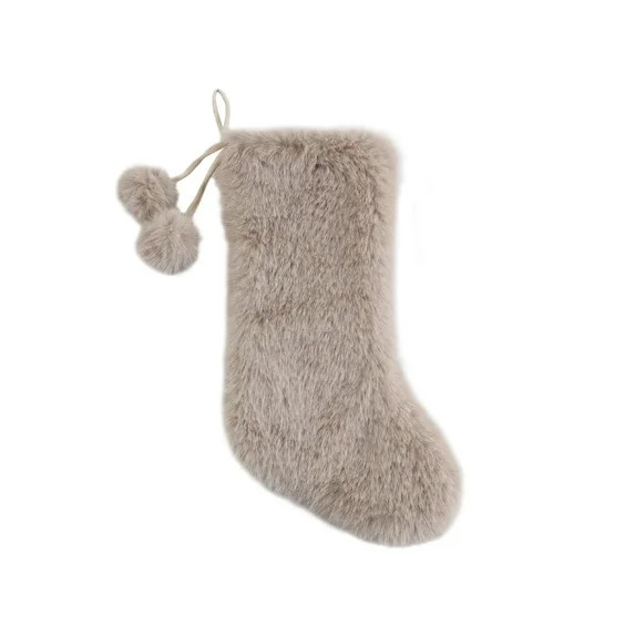 Faux Fur Christmas Stocking, Gray, 18.25", by Holiday Time | Walmart (US)
