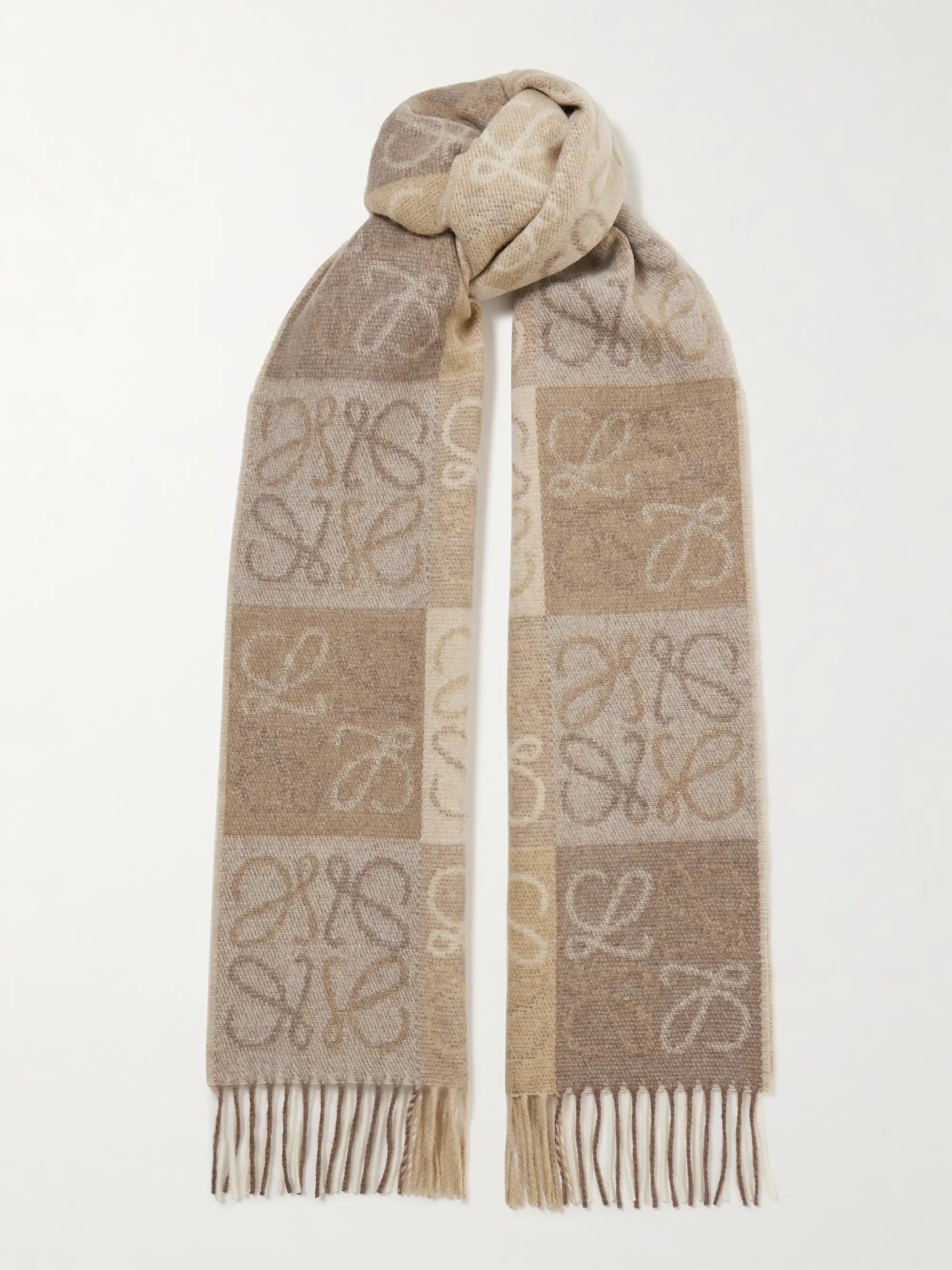 Fringed intarsia wool and cashmere-blend scarf | NET-A-PORTER (US)