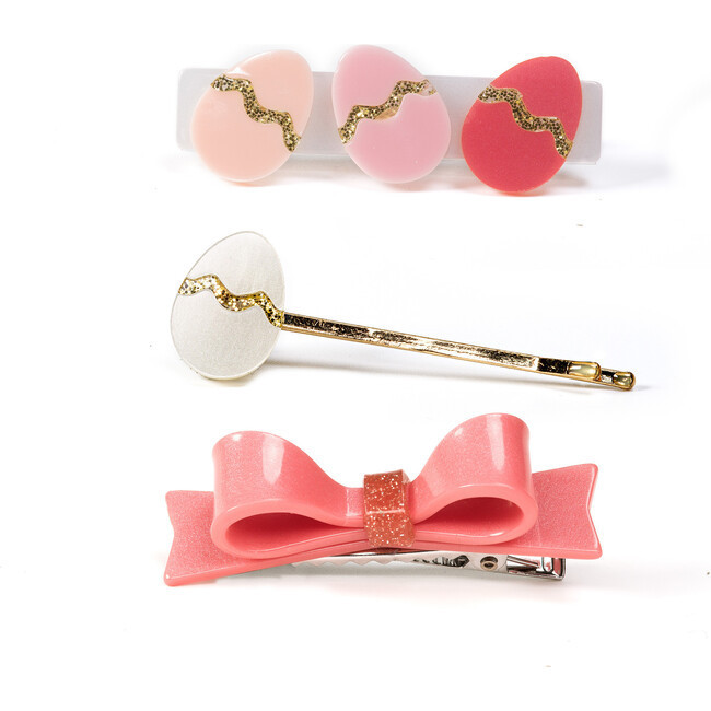 Easter Eggs & Bow Satin Hair Clips Set, Multicolors | Maisonette