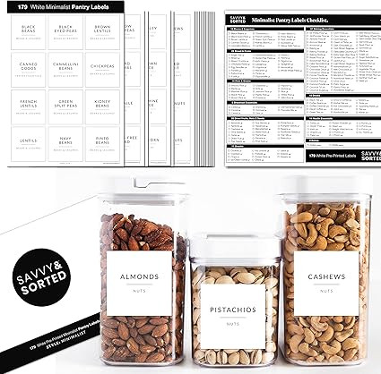 179 Kitchen Pantry Labels for Food Containers | Minimalist Food Labels for Jars | Kitchen Labels ... | Amazon (US)