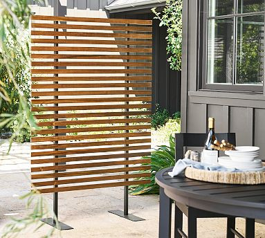 Acacia & Steel Outdoor Privacy Screen | Pottery Barn (US)