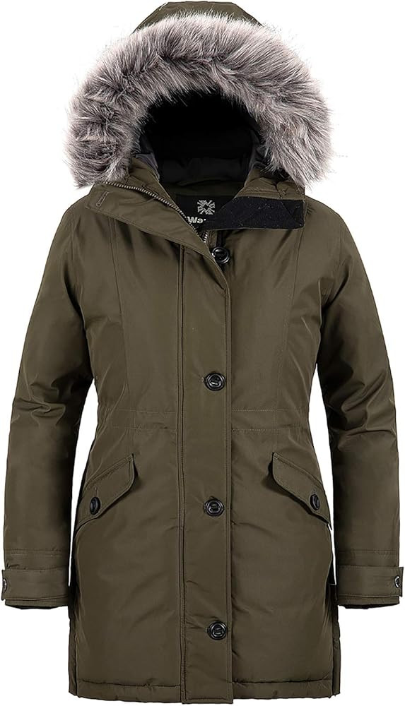 wantdo Women's Hooded Winter Coat Waterproof Warm Long Puffer Jacket Parka | Amazon (US)