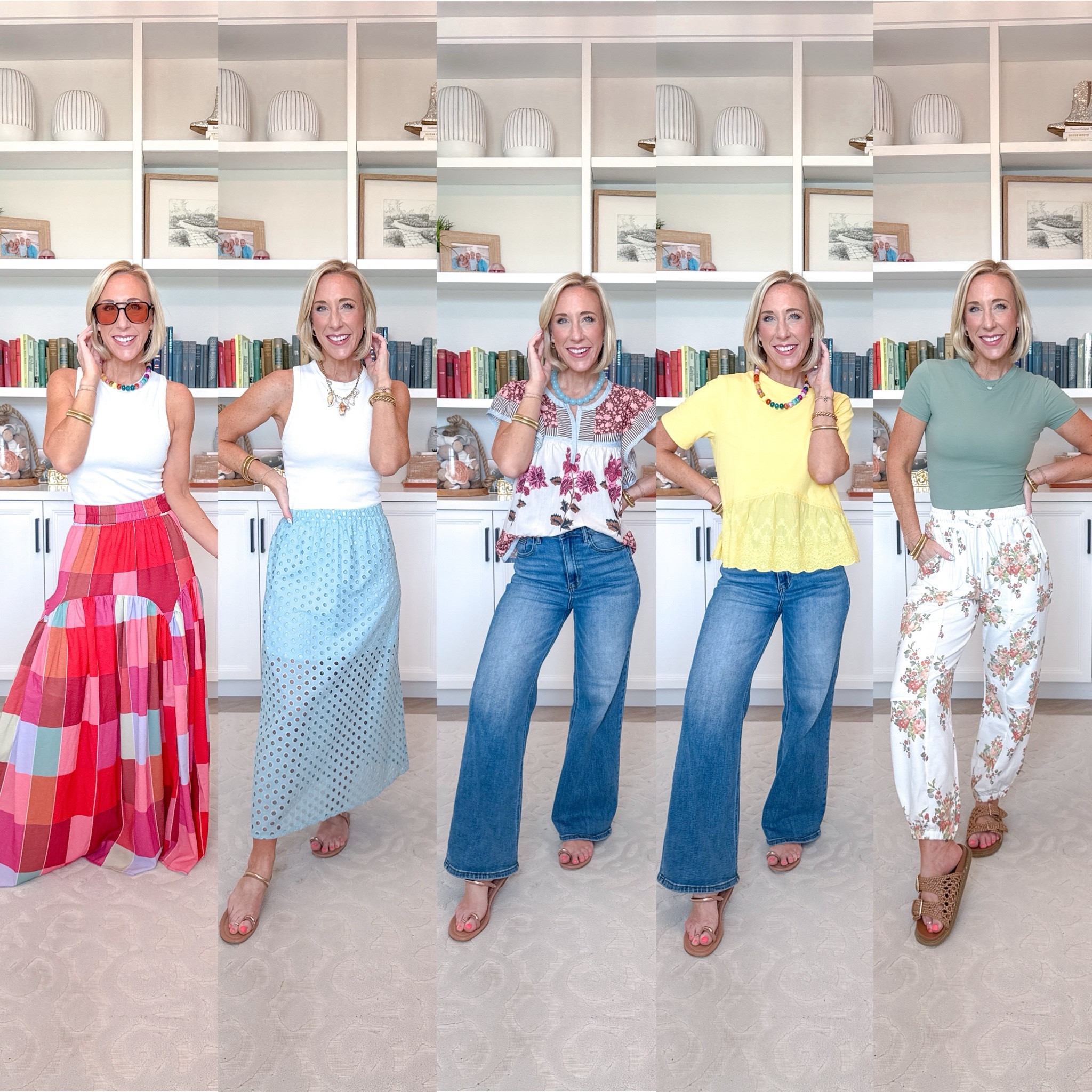 Amazon - fun new unboxing
* Multicolor Plaid Print Maxi Skirt - size small.
* White tank (with built in bra) - size small.
Retro Aviator Sunglasses - 23 colors.
Eyelet Maxi Skirt - size small. 10 colors.
Sea Shell/Pearl Charm Necklace - 2 colors.
27.5” and 35" scarves - multiple colors.
Floral Flutter Short Sleeve V Neck Top - size XS. 5 colors.
* Wide Leg Jeans - size 25.
Cropped Lace Panel T Shirt - size small. 8 colors.
Floral Barrel Sweatpants - size XS. 16 colors.
* Crew Neck Short Sleeve T-shirt - size small. 15 colors.

#LTKSeasonal #LTKOver40 #LTKSaleAlert