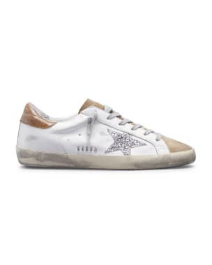 Golden Goose Superstar Leather Glitter Low-Top Sneakers | Neiman Marcus