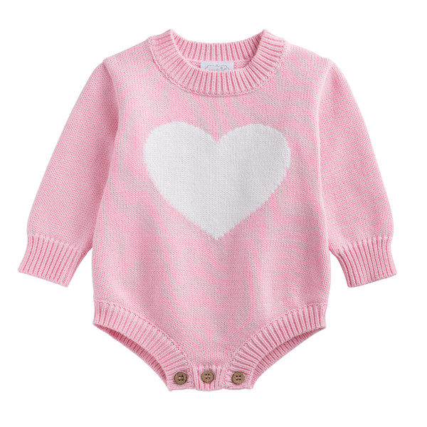 Pink Heart Baby Sweater Bubble | Mud Pie
