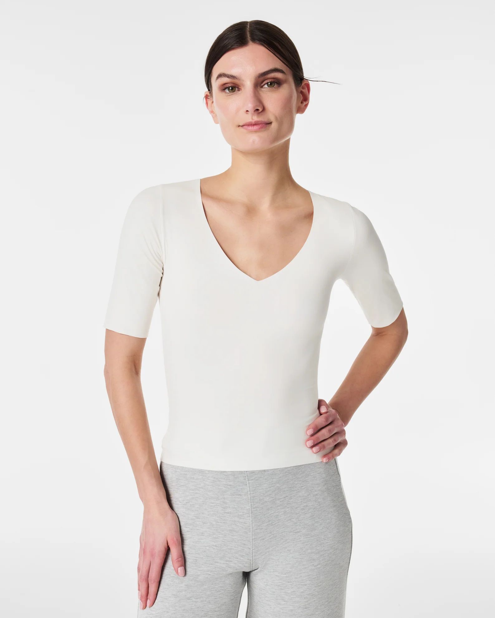 Fit-to-You V-Neck Elbow-Sleeve Tee | Spanx