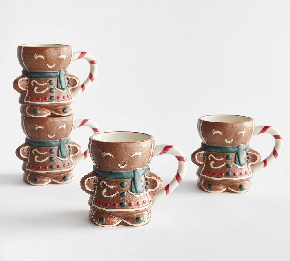 Ms. Spice Gingerbread Stoneware Mugs, Set of 4 - Brown | Pottery Barn (US)