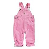 Carhartt baby girls Girls' Washed Microsanded Canvas Flannel Lined Bib infant and toddler overalls, Rosebloom, 3 Months US | Amazon (US)