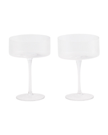 2pc Set Clear Rib Coupe Glasses | Marshalls