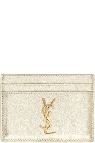 Saint Laurent - Gold Monogram Card Holder | SSENSE