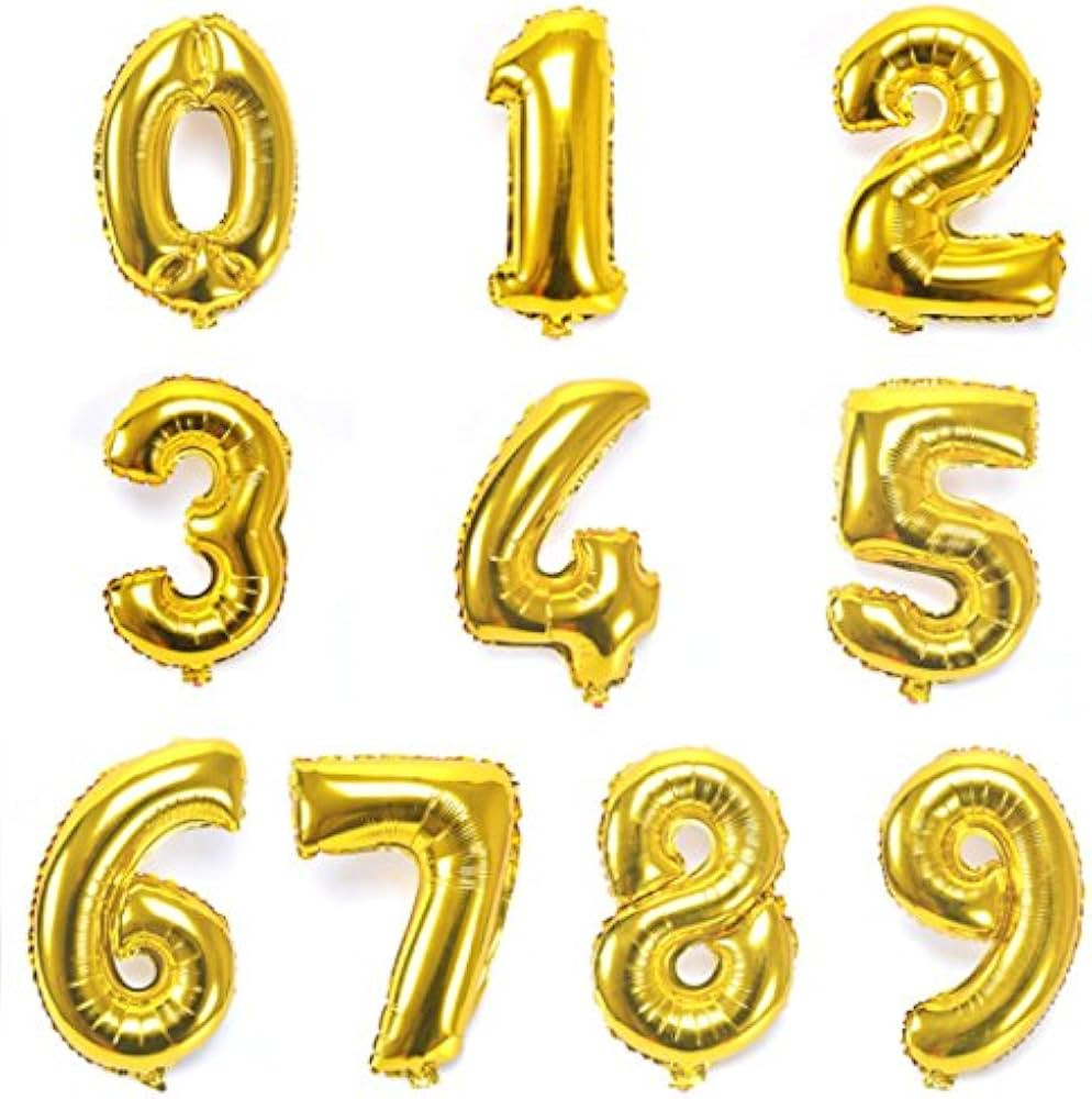 16" Gold 0-9 Number Balloons Foil Balloons Mylar Balloons for Party Decorations Party Supplies | Amazon (US)