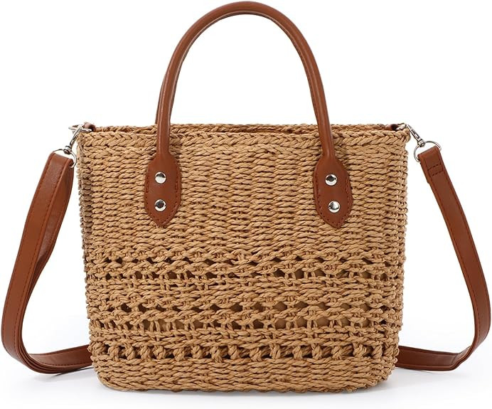 Summer Straw Bag for Women, Woven Rattan Handbag Bags, Boho Handmade Weave Shoulder Handbag Purse... | Amazon (UK)