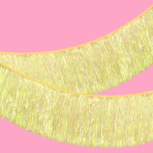 xo, Fetti Yellow Fringe Banner - 5 Ft. | Groovy Bachelorette Party Decorations, Pastel Preppy Birthday Party Decor, Smiley Baby Shower Supplies, Photo Booth Backdrop, HBD | Amazon (US)