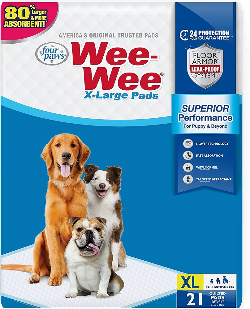 Four Paws Wee-Wee Superior Performance XL Pee Pads for Extra Large Dogs, Leak-Proof Floor Protect... | Amazon (US)
