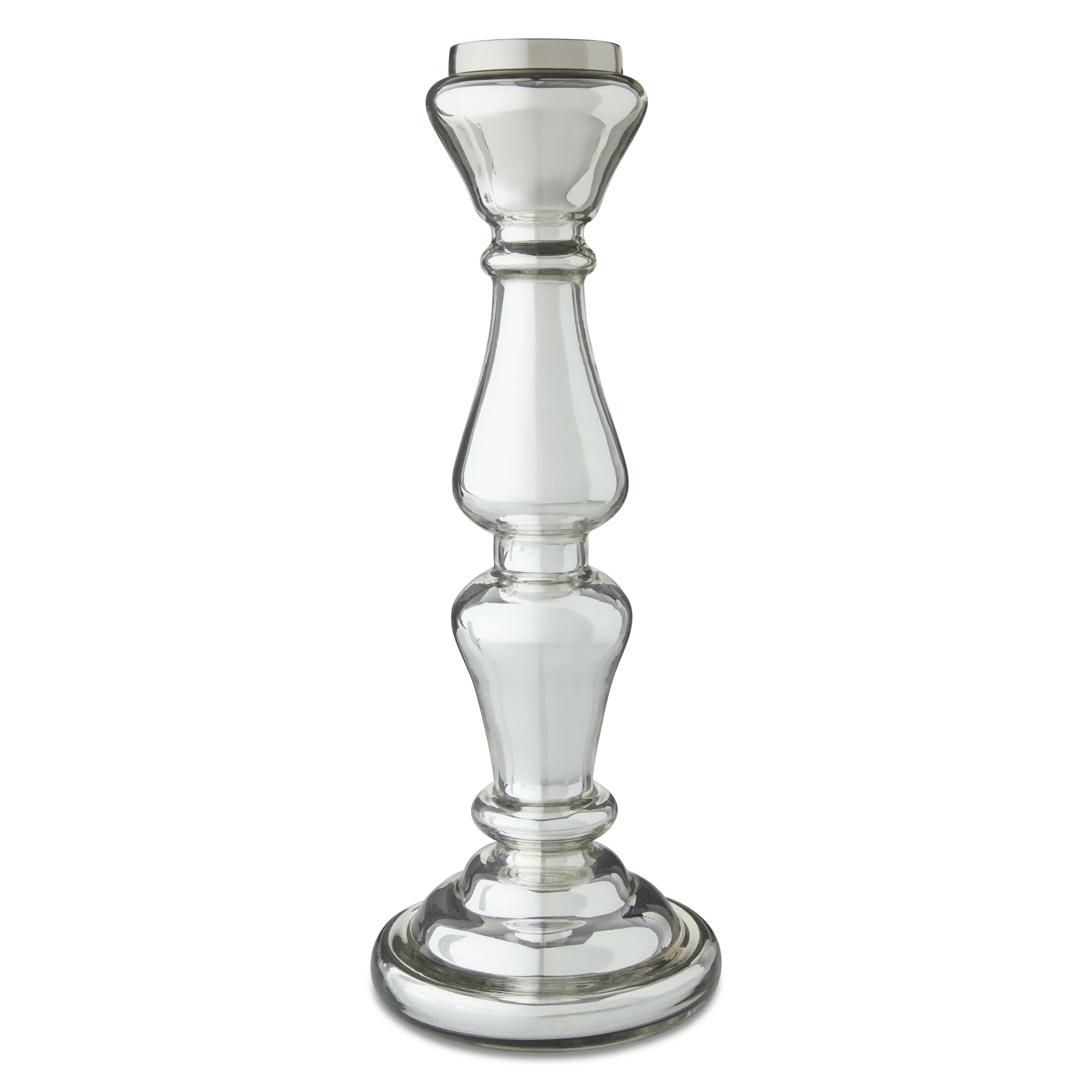 Pillar Candlestick, Silver, 12", by My Texas House | Walmart (US)