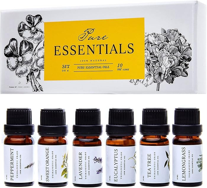 Essential Oils by Pure Essentials 100% Pure Oils kit- Top 6 Aromatherapy Oils Gift Set-6 Pack, 10... | Amazon (US)