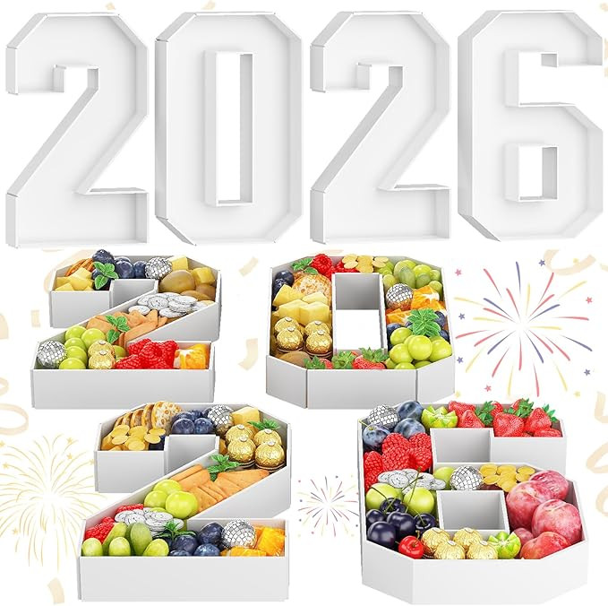 2026 Charcuterie Number Fillable, 4Pcs 13.7" Numbers Charcuterie Board Box 2026 New Year Decorati... | Amazon (US)