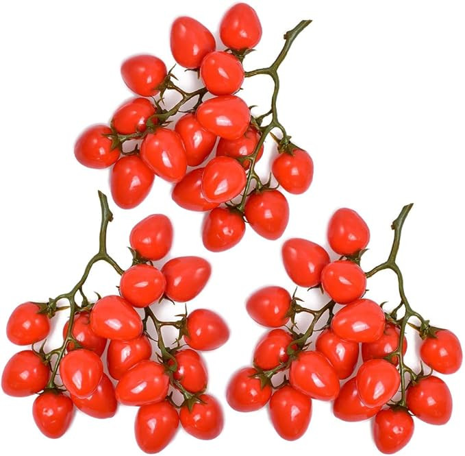 (Set of 3 Artificial Cherry Tomatoes Fake Vegetables Salad Festival Home Kitchen Cabinet Decorati... | Amazon (US)