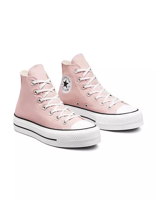Converse Chuck Taylor All Star Hi Lift canvas platform sneakers in pink clay | ASOS | ASOS (Global)