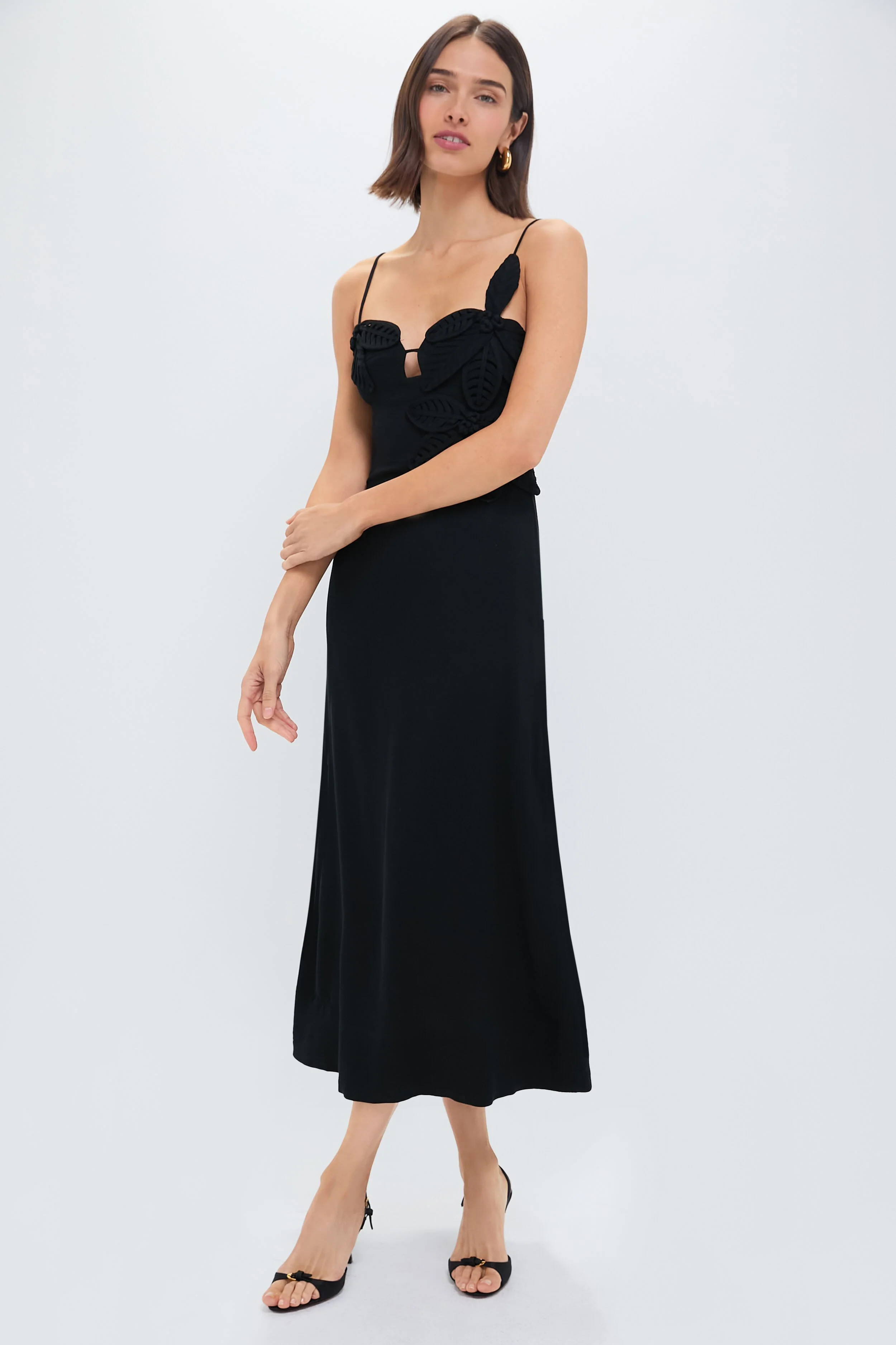 Black Flowered Bust Midi Dress | Tuckernuck (US)