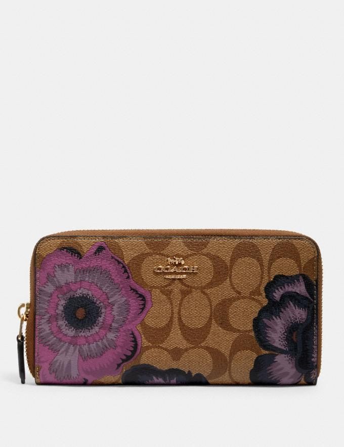 accordion zip wallet in signature canvas with kaffe fassett print | Coach Outlet