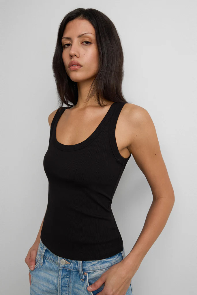 RIBBED MODAL SCOOP NECK TANK TOP | OAK + FORT