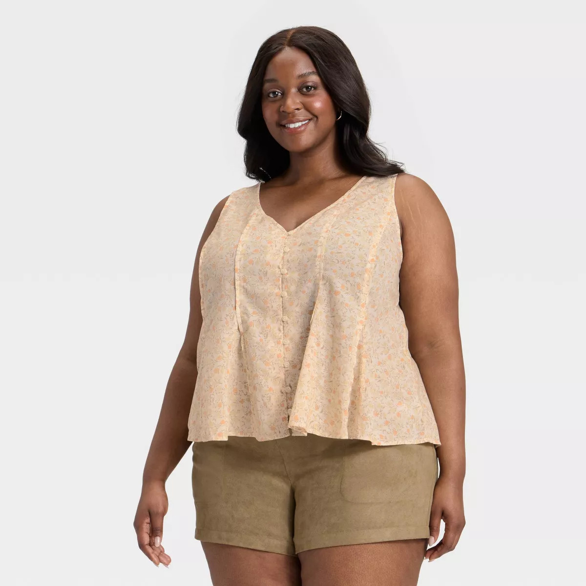 Women's Button-Down Pintuck Tank Top - Universal Thread™ | Target