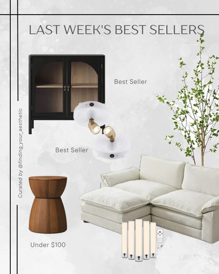 Last weeks best sellers - furniture and home decor 

Viral black arched cabinet // target look for less cabinet with glass doors // faux citrus tree // wood end table modern // battery accent lights // cordless LED lights // look for less couch neutral // sectional for apartment // Amazon home finds // Walmart home deals // target home deals 

#LTKHome #LTKSaleAlert