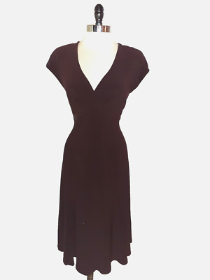 JONES NEW YORK Size 16 A-Line Dress Brown Cap Sleeve Stretch Knit Midi | eBay US