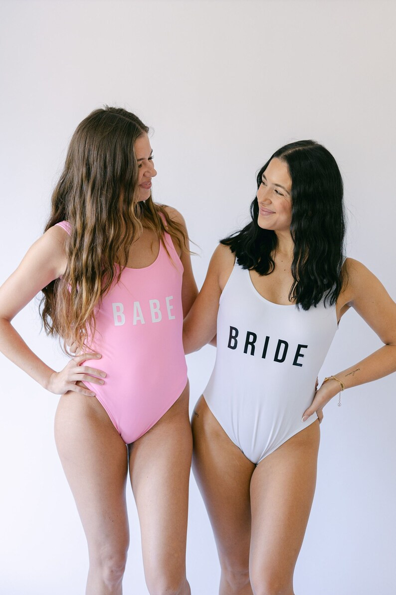 Bridal One Piece Swimsuit | Bachelorette Swimsuits | Bridesmaid Swimsuits | Bride to Be + Babe Sw... | Etsy (US)