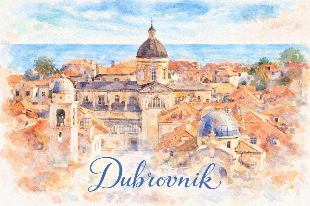 Dubrovnik Watercolor Print | Croatia Coastal Art (PNG Digital Download) - Etsy | Etsy (US)