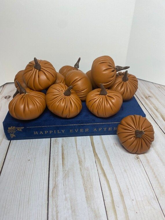 Fall leather mini pumpkins set of 12  decorative pumpkins  | Etsy | Etsy (US)