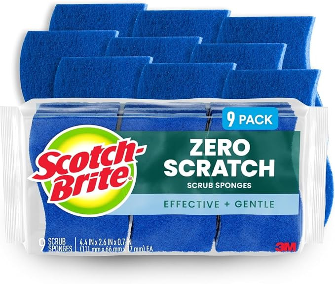 Scotch-Brite Zero Scratch Scrub Sponge, 9 Kitchen Sponges for Cleaning Around the Home, Bathroom ... | Amazon (US)