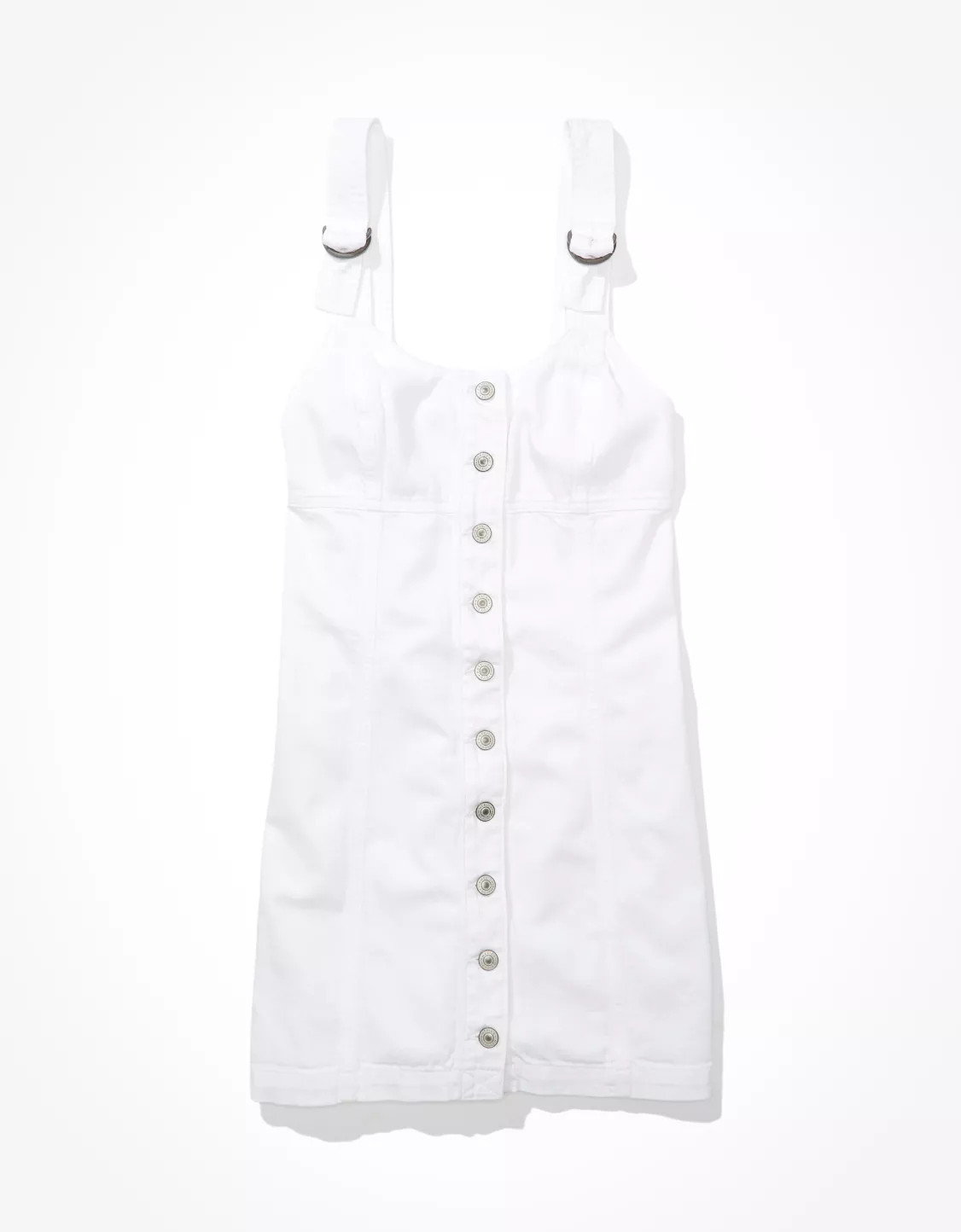 AE Button-Front Denim Mini Dress | American Eagle Outfitters (US & CA)
