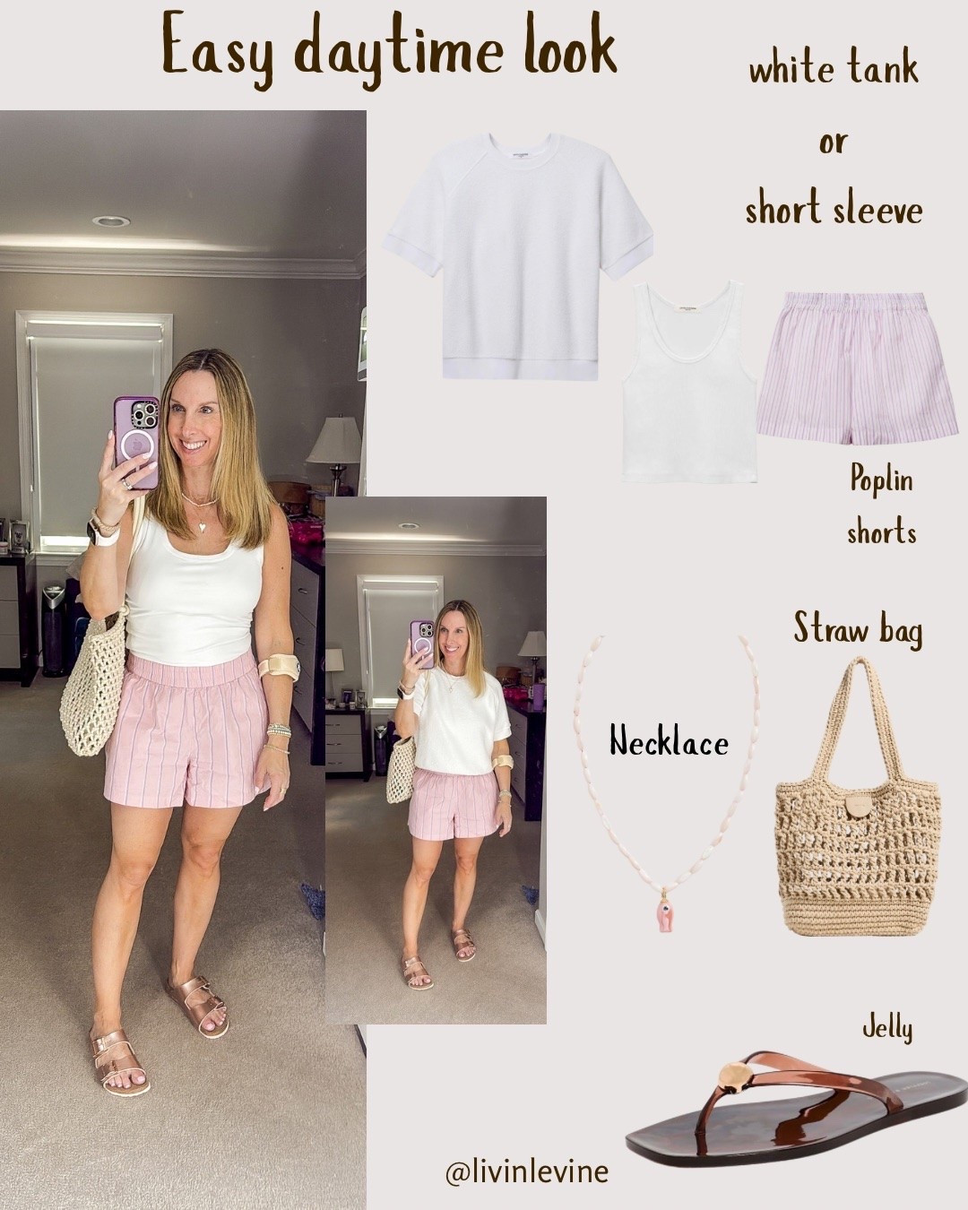 Easy daytime casual look with poplin shorts

#LTKootd #LTKOver40