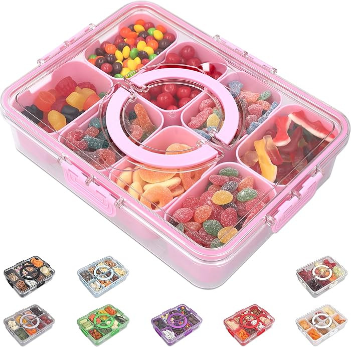 Snackle Box Container with Lid Travel Charcuterie Box with Handle Organizer for Candy, Fruit, Nut... | Amazon (US)